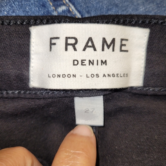 FRAME Le High Skinny Slit Crop Jeans In Black Size 27 - Picture 12 of 14